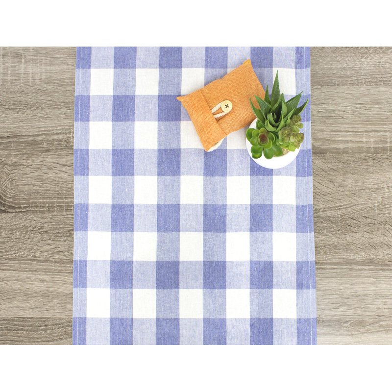 Chemin de table Blue Country Buffalo, Bleu, 54 po x 16 po