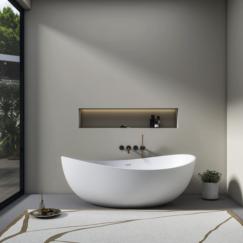 70 Inch Freestanding Solid Surface Soaking Bathtub For Bathroom