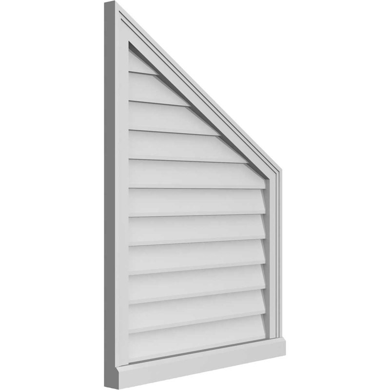 Half Peaked Right Surface Mount Signature Urethane Non-Functional Gable Vent 7/12 Pitch Primed Tan, 36" H x 26" W x 2" D