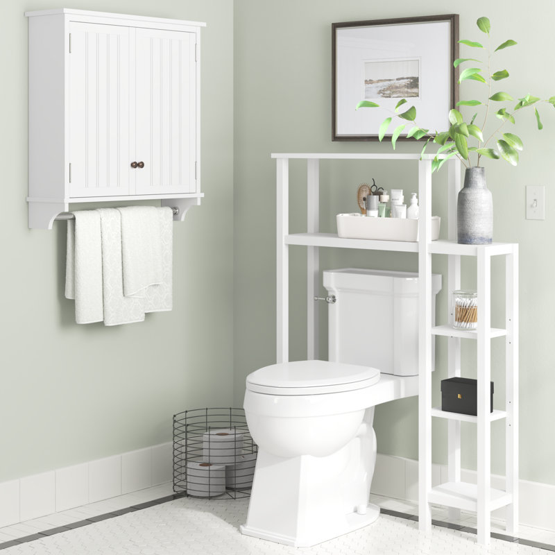 Belz 35" W 49" H Over Toilet Organizer With Side Shelving And Wall Mounted Bathroom Storage Cabinet