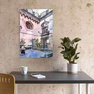 Vieille ville, coin, architecture contemporaine abstraite, art mural