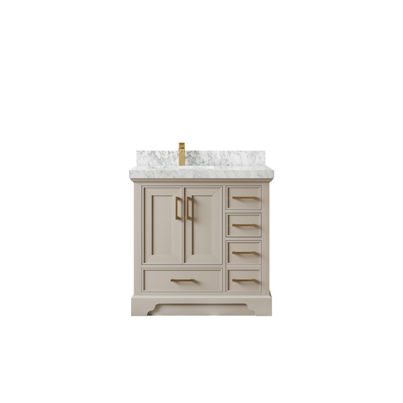Meuble-lavabo simple de 36 po avec plateau en marbre Degaglia