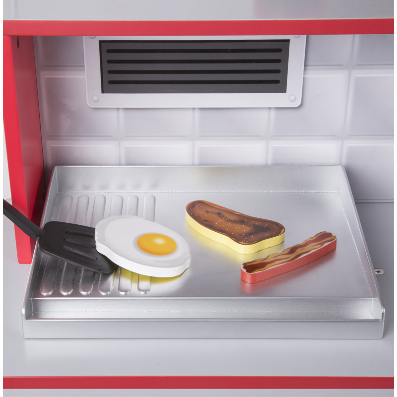 Double-Sided Red and Gray Wooden Star Diner Restaurant Play Set