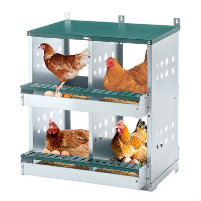4 Compartment Chicken Nesting Boxes, Metal Nesting Boxes Wall Mount Chicken Egg Laying Box
