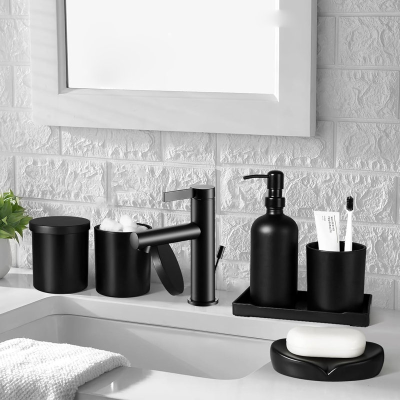 Black Bathroom Accessory Set