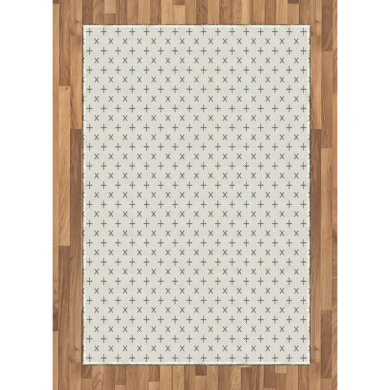 Geometric High Density Long Fiber Poly Threads Decorative Area Rug Carpet, Rectangle 4' x 5'8"