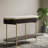 Dominic 48 In. Dark Walnut And Gold Oval Faux Marble Console Table With Fluted Apron