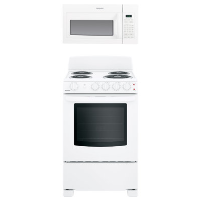 Hotpoint 2 Piece Kitchen Appliance Package with Electric Freestanding Over-the-Range