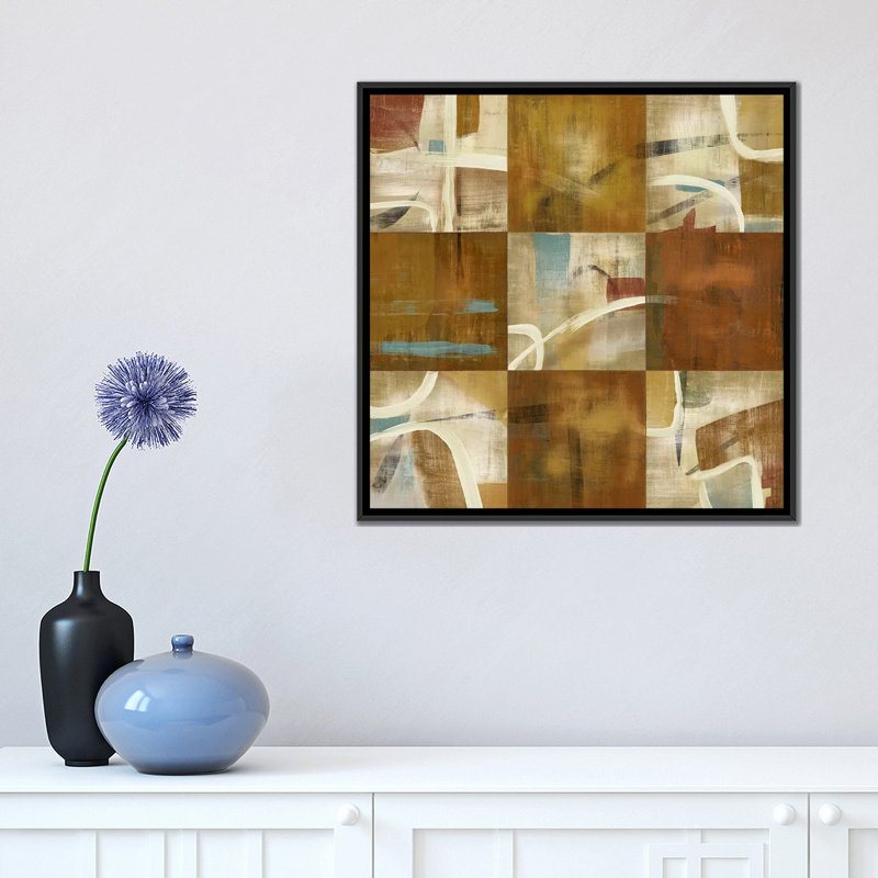 « abstraction », impression sur toile, H 26 po x l 26 po x P 1,5 po, Toile avec cadre noir, Pas de tapis