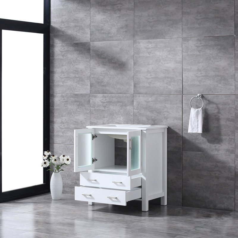 Volez 30 in W x 18.25 in D Single Bath Vanity and White Ceramic Top, White