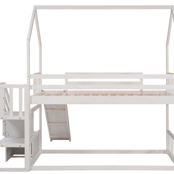 Alwyn Home Twin Over Bunk Bed With Versatile Storage And Slide Modern ...