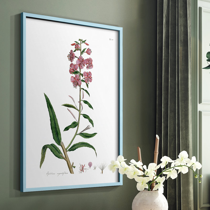 Rose Botanical I, reproduction encadrée - bois massif, Bleu, H 10 po x l 8 po