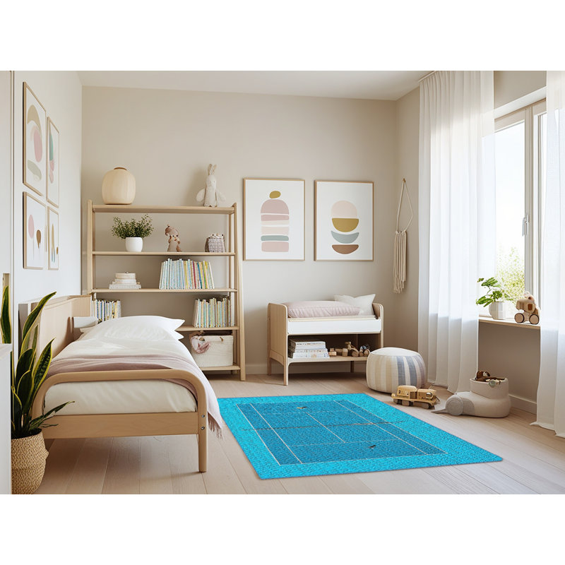 Tapis de tennis cour bleue, Rectangle 4 pi x 6 pi