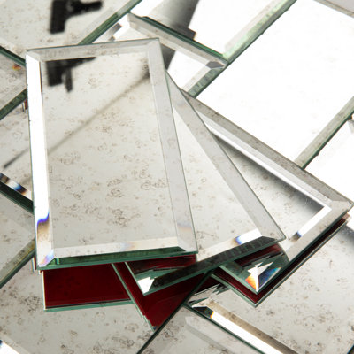 Diflart Peel and Stick 3 in. x 6 in. Reflections Glass Mirror Beveled Subway Backsplash Wall Tile