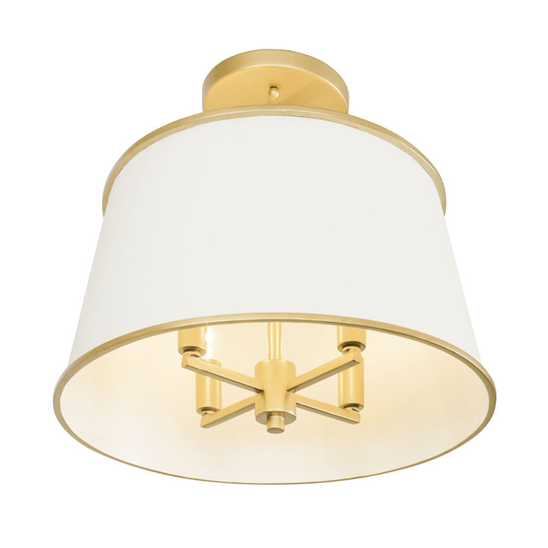 Coco 4-Light Semi-Flush Ceiling Light, Matte White/French Gold, Matte White