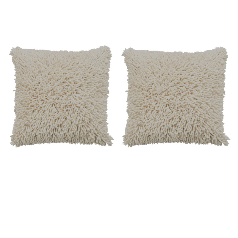 Housse de coussin en chenille 18 po , Ivoire