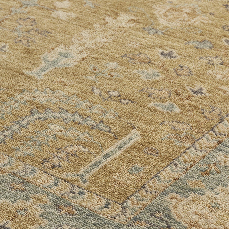 Carrington Wool Oriental Area Rug in Gold, Rectangle 5'6" x 8'6"