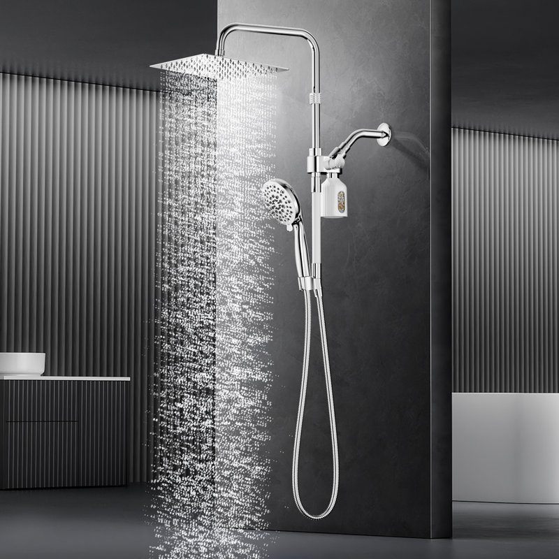Chrome 10" Filtered Dual Shower Head System With Adjustable Extension Arm, Chrome