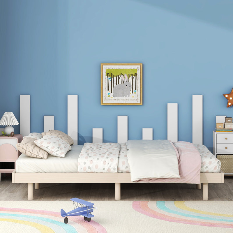 White Wash Full Floating Bed Frame - Made With Quality Materials Modern In Washed Colour Stable Structure, Full, White Washed