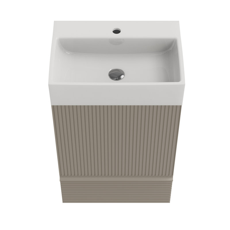 Meuble-lavabo rayé avec lavabo en céramique, Gris