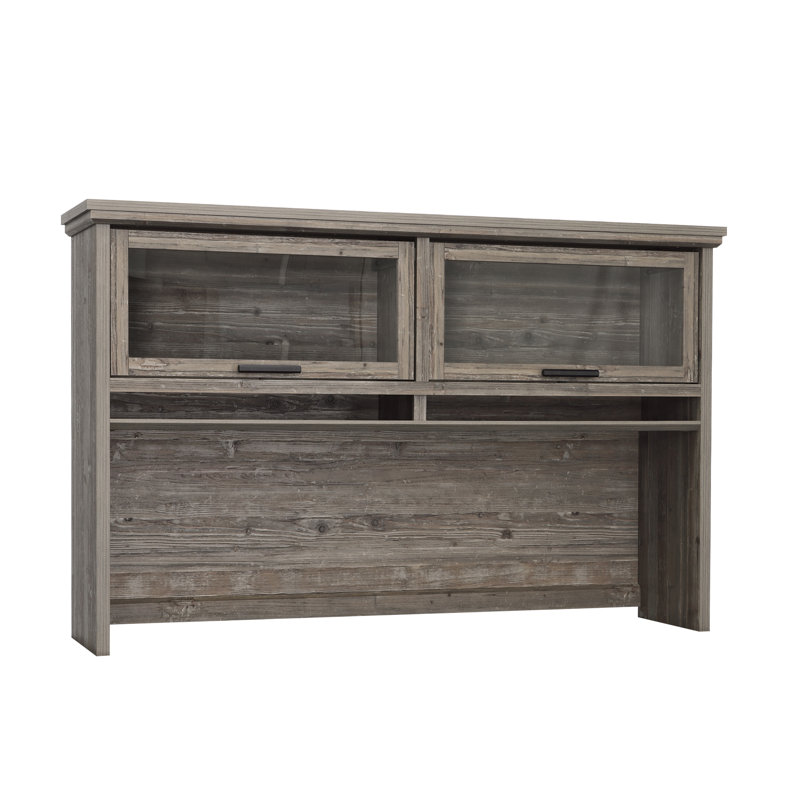 Wood Hutch With Glass Doors, Brown, Brown