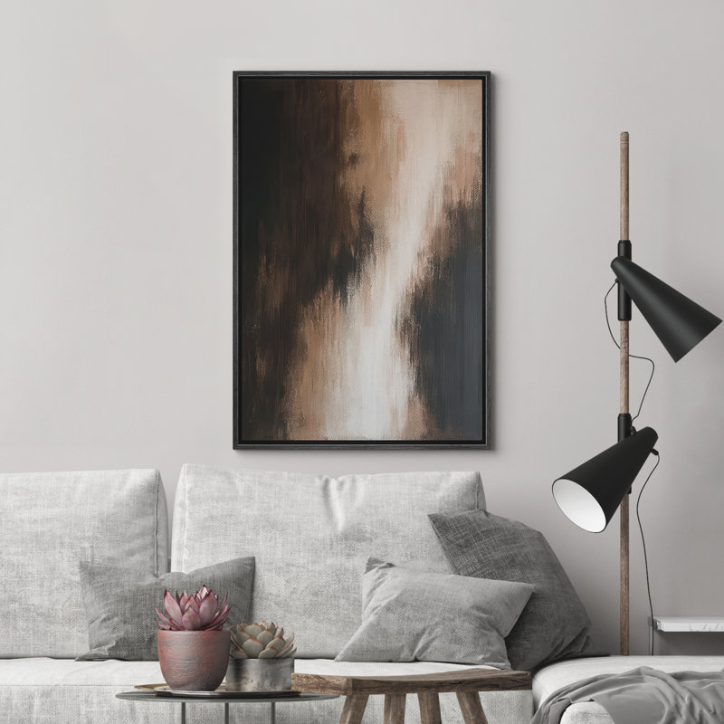 Reproduction d'art abstrait sur toile encadrée pour décoration intérieure moderne, H 36 po x l 24 po, Noir