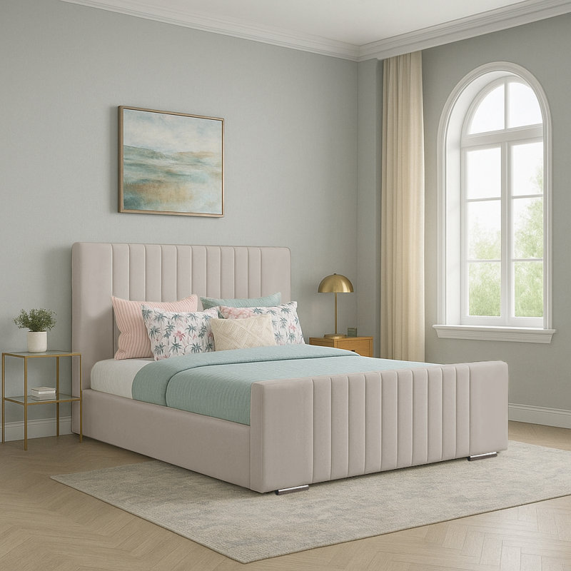 Hoylake Upholstered Bed, Small Double (4'), Silver