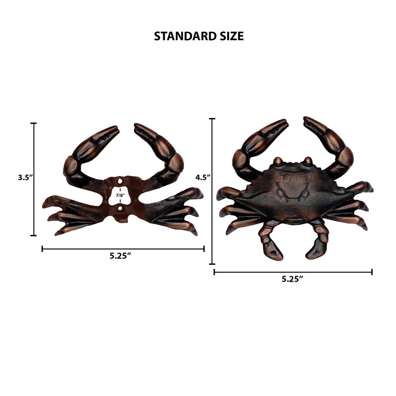 Blue Crab Door Knocker, Oiled Bronze, 4.5" x 5.25" x 1.75"
