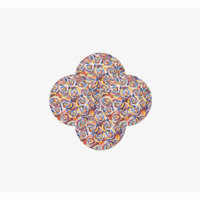 Assiette plate multicolore à roses