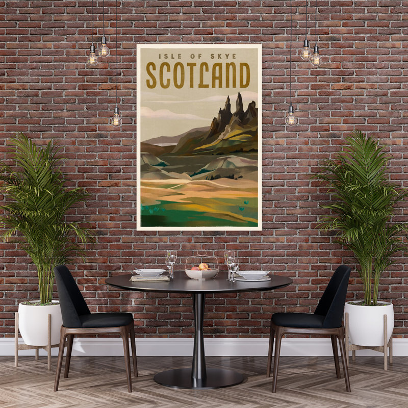 Île de Skye, affiche rétro, paysage abstrait montagne, art mural, H 60 po x l 40 po