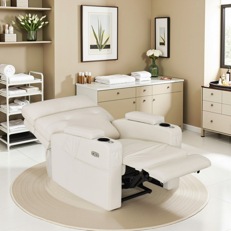 23.6" Seat Width Dual Motor Power Recliner Chair with Adjustable Headrest, Armrest Storage, Faux Leather Lash Recliner