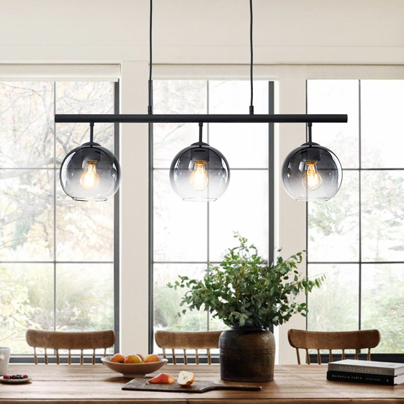 Luminaire suspendu linéaire à 3 lumières pour îlot de cuisine