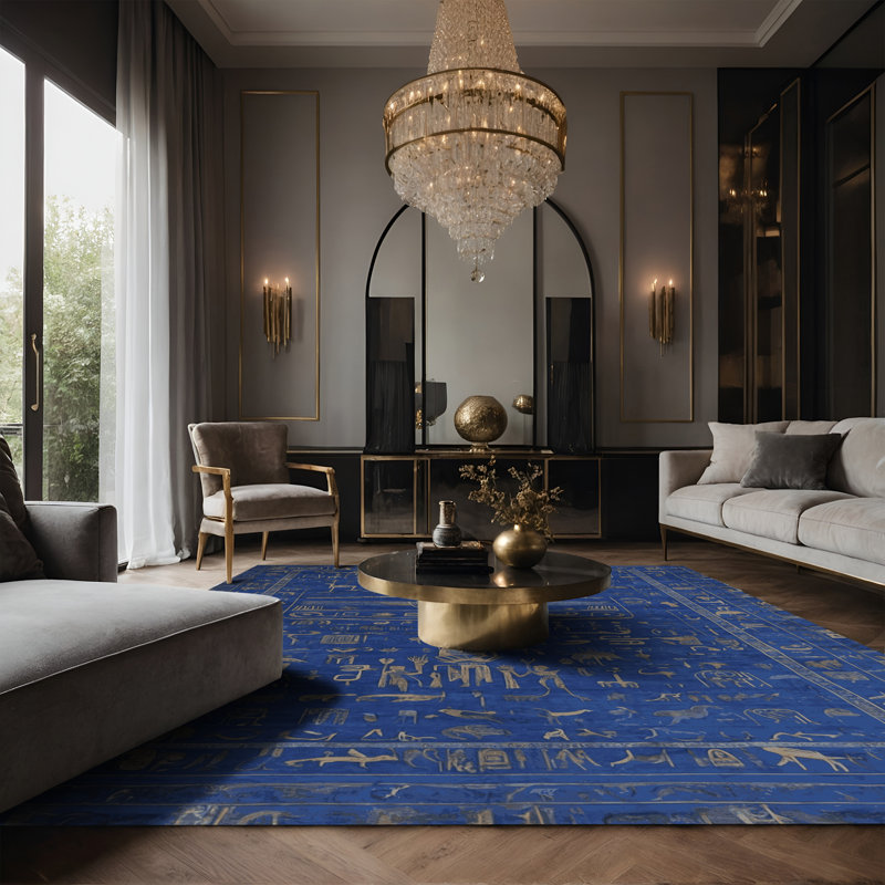 Tapis bleu soyeux et moelleux, Tapis de couloir 2 pi x 4 pi