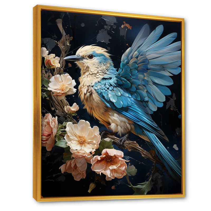 Colibri vol de Sprites - Art mural colibri, Cadre flottant doré, H 32 po x l 24 po x P 1 po