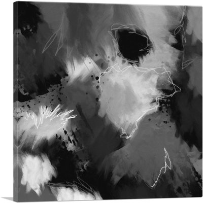 «Black Grey White Lines Modern», reproduction d'art sur toile tendue