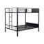 Lit superposé double au-dessus en métal au fini noir, design contemporain, attenant et lit à deux tons avec style, couleur et design d'accent latéral