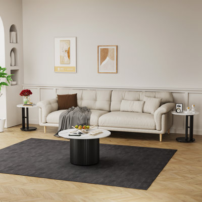 Ensemble de 2 tables d'appoint rondes avec porte coulissante et rangement pour porte coulissante