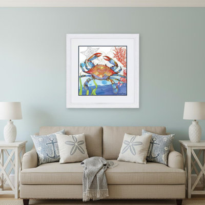 Oceana Crab White Framed Print Wall Art
