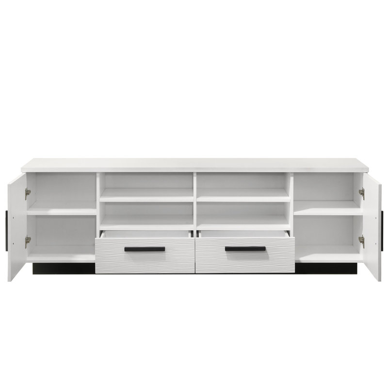 70.5" White Finish TV Stand With Drawers