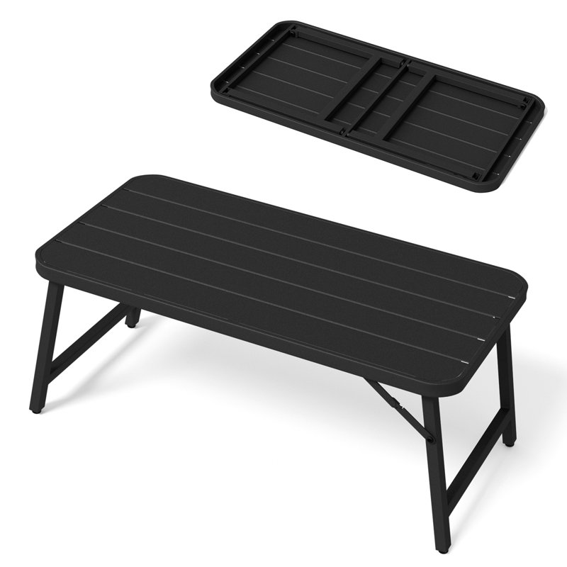 Foldable Rectangle Outdoor Side Table, Black