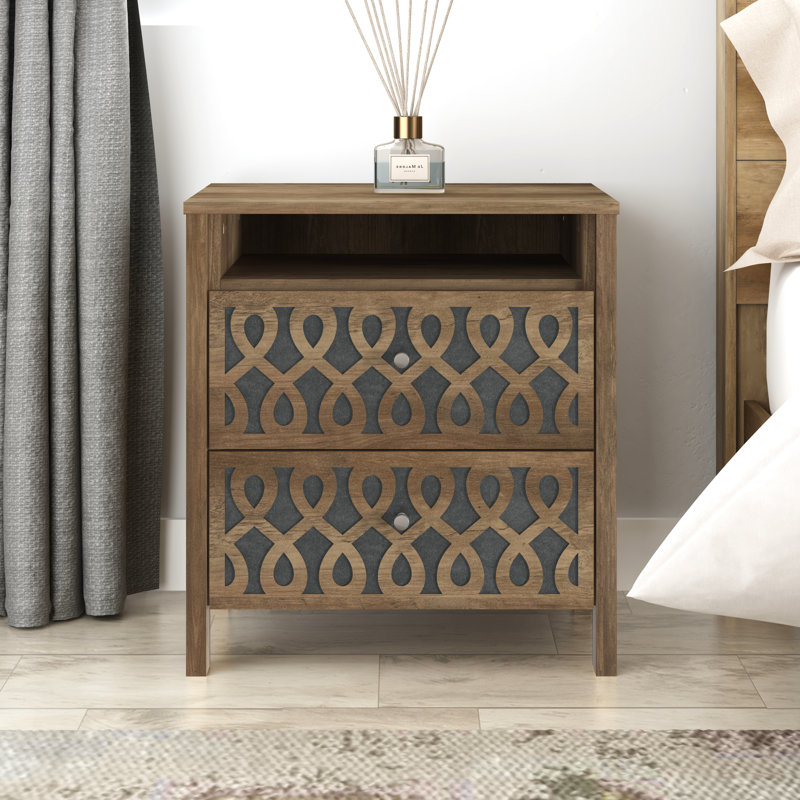 Pruitt 20.9'' W 2-Drawer Manufactured Wood Nightstand, Brown