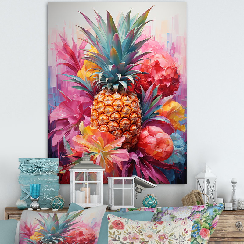 «Tropical Pinapple Fruit», impression sur toile, Toile tendue, H 20 po x l 12 po x P 1 po