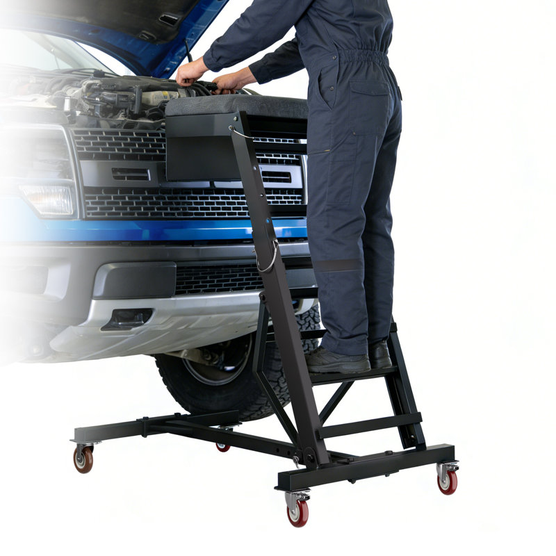 Moteur de rampe ajustable pour le dessus de la voiture, rampant supérieur robuste avec rangement pour outils et plateforme stable pour l'entretien des camions, des VUS et des ateliers