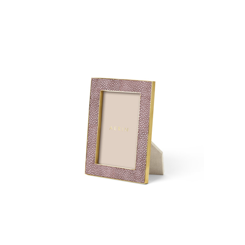 Dove Shagreen 4x6 Picture Frame with Brass Trim