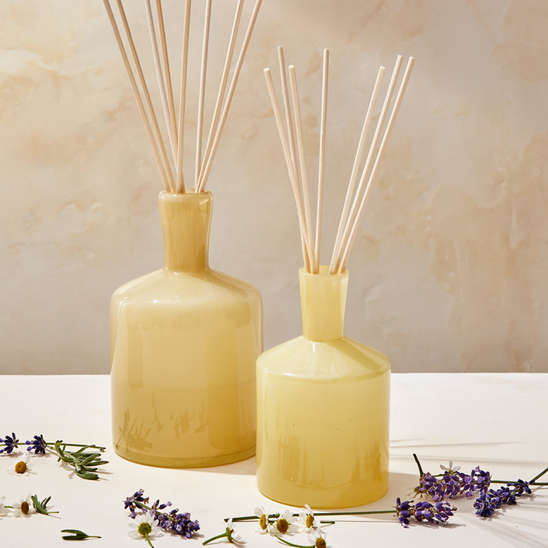 Reed Diffuser, Chamomile Lavender, Caramel, 5.5" H x 3" W x 3" D