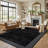 Geometric Border Black/Ivory Minimal Indoor Woven Area Rug-1154357815
