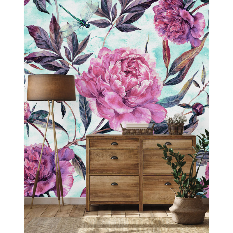 Ausitn Floral Wall Mural, 10.41" L x 125" W, Paper