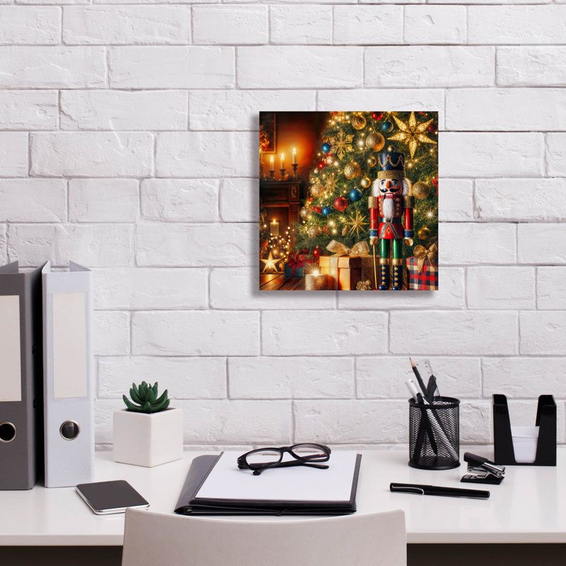 Art mural sur toile The Holiday Aisle® «Nutcracker And Christmas Tree» par Rey Klimt, H 12 po x l 12 po