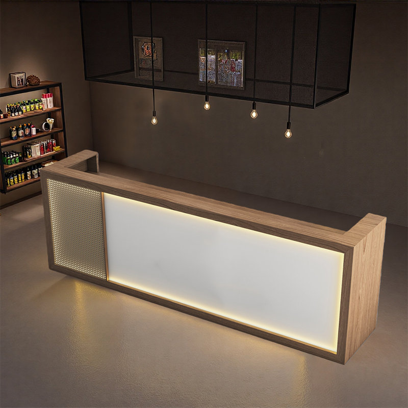 Comptoir de bar rétro moderne - Usage polyvalent et élégant pour les bars à domicile, Light Coffee