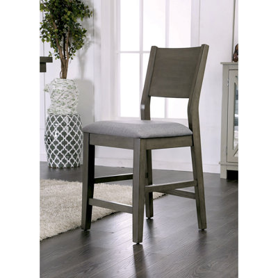 Contemporary Set Of 2Pc High Chairs Padded Fabric Cushions Counter Height Chairs Dining Room Furniture
